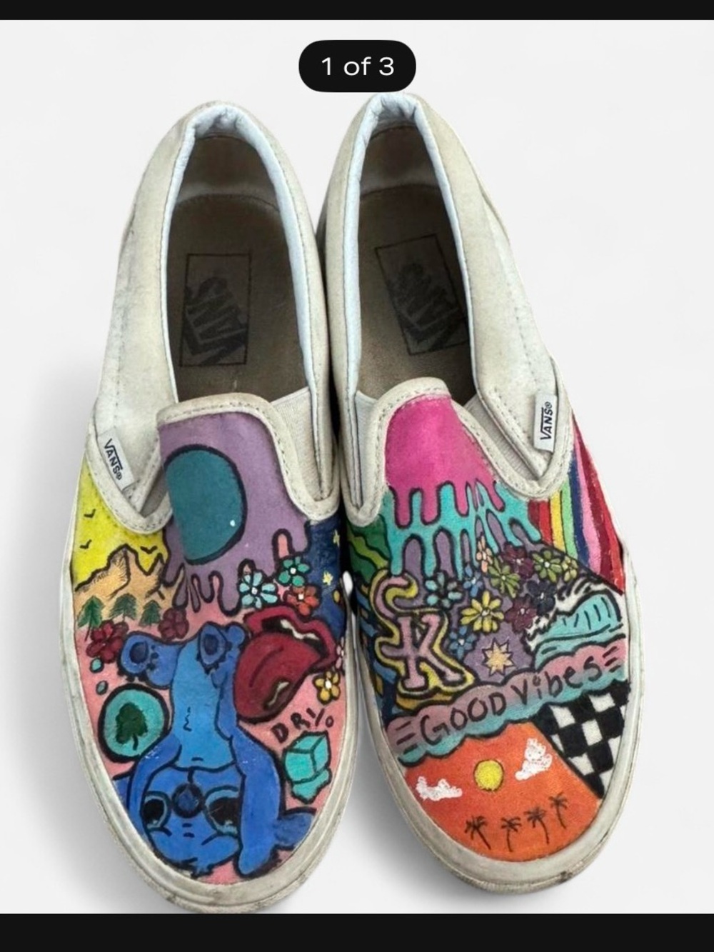Vans Slip-On Sneakers in Multicolor Hand-Painted Design